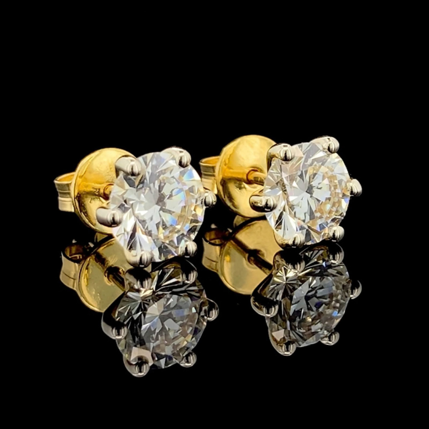Mirano Jewels 1CT+ 1CT Each D VS1 Lab Diamond Solitaire Stud Earrings in 18K Gold IGI Certified
