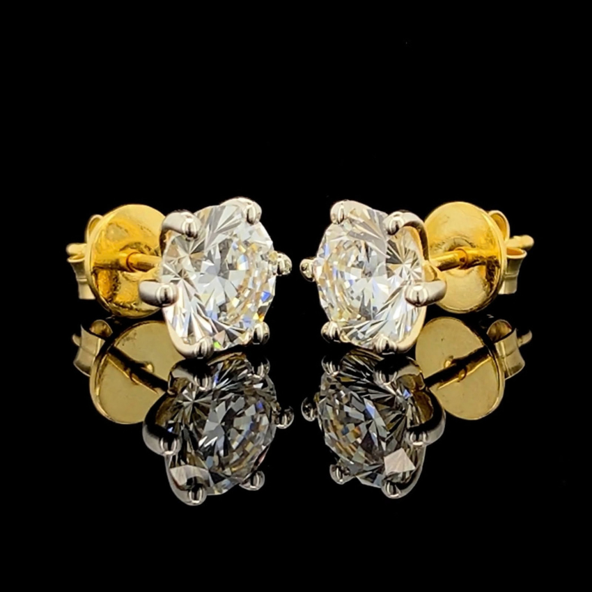 Mirano Jewels 1CT+ 1CT Each D VS1 Lab Diamond Solitaire Stud Earrings in 18K Gold IGI Certified