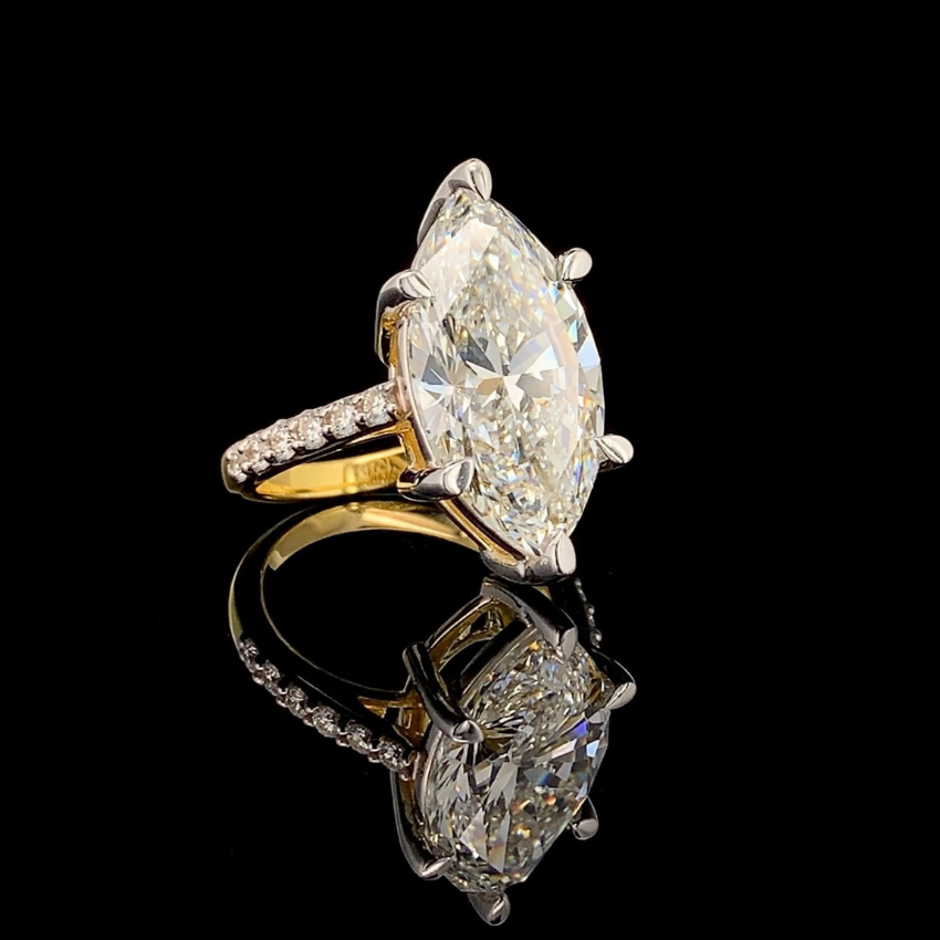 Mirano Jewels TCW 11.05CT Luxury Marquise Cut Lab Grown Diamond Ring in 14K Gold