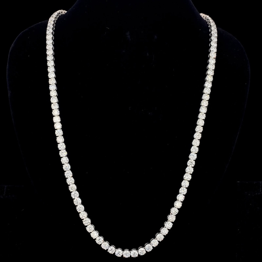 Mirano Jewels TCW 51.00 CT Luxury Lab Diamond Tennis Necklace 14K Gold