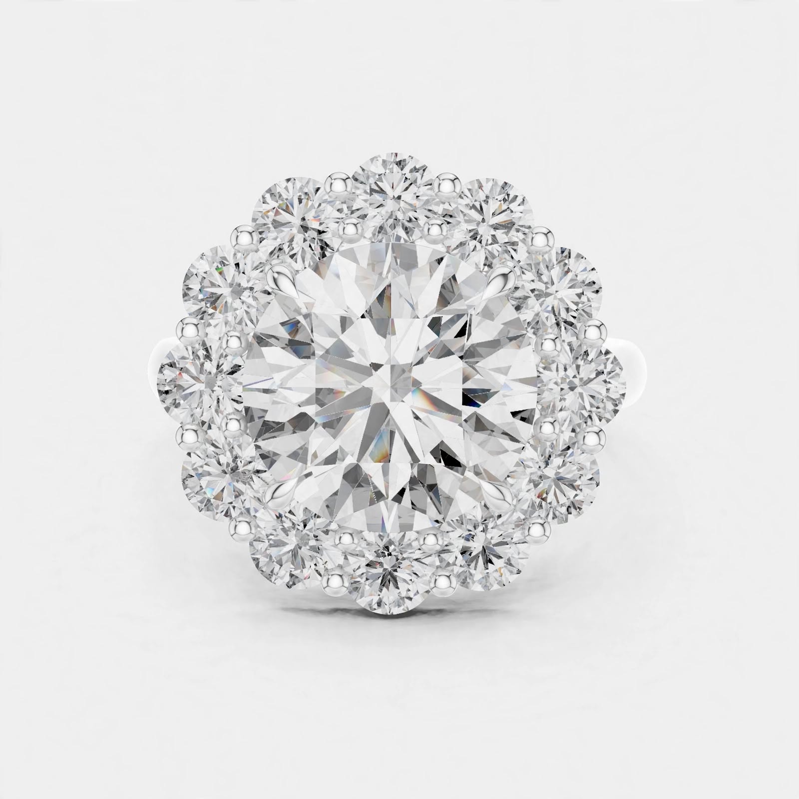 6.59CT E VVS2 Floral Lab Grown Diamond Ring in 18K gold