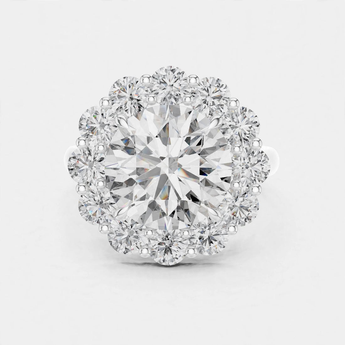 6.59CT E VVS2 Floral Lab Grown Diamond Ring in 18K gold