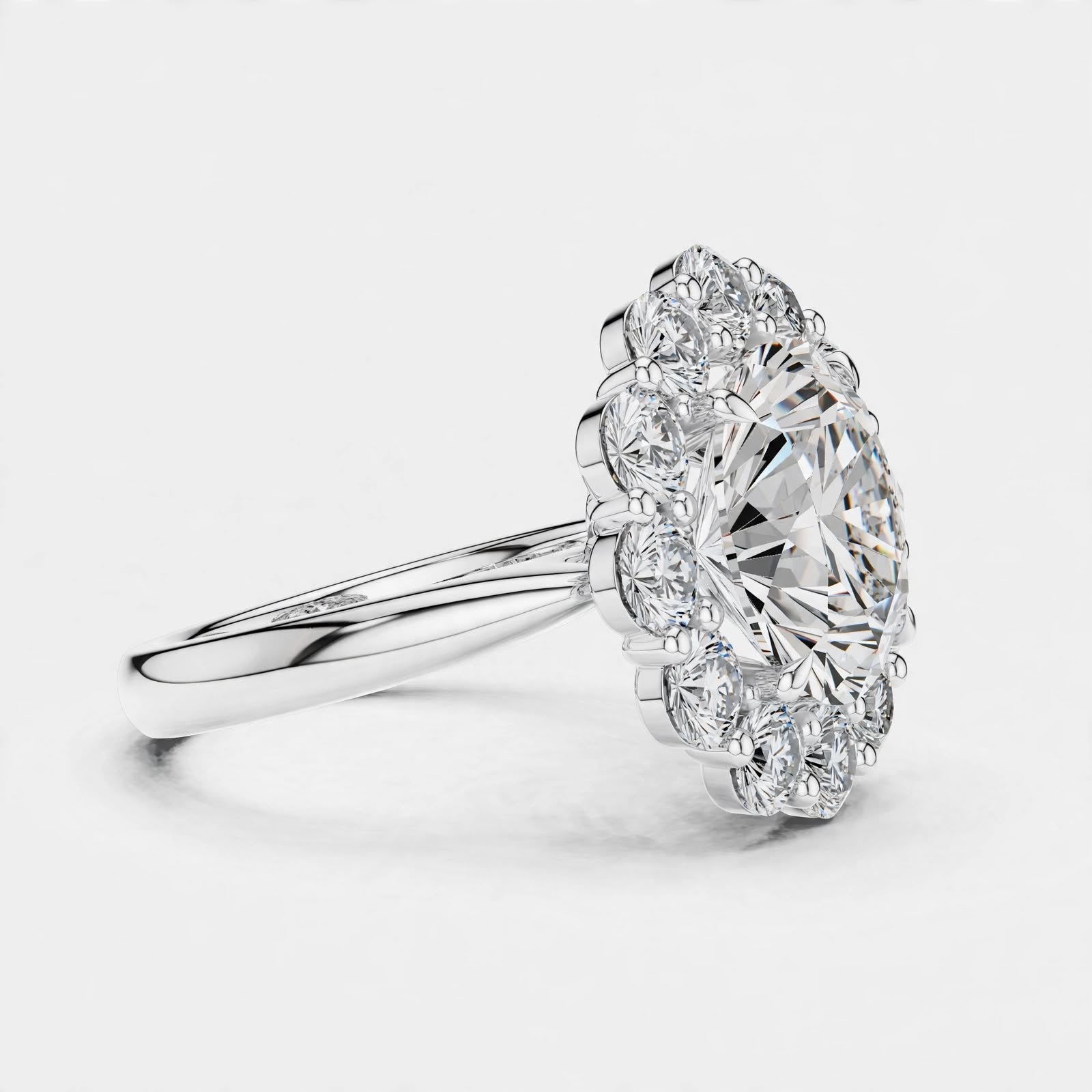 6.59CT E VVS2 Floral Lab Grown Diamond Ring in 18K gold