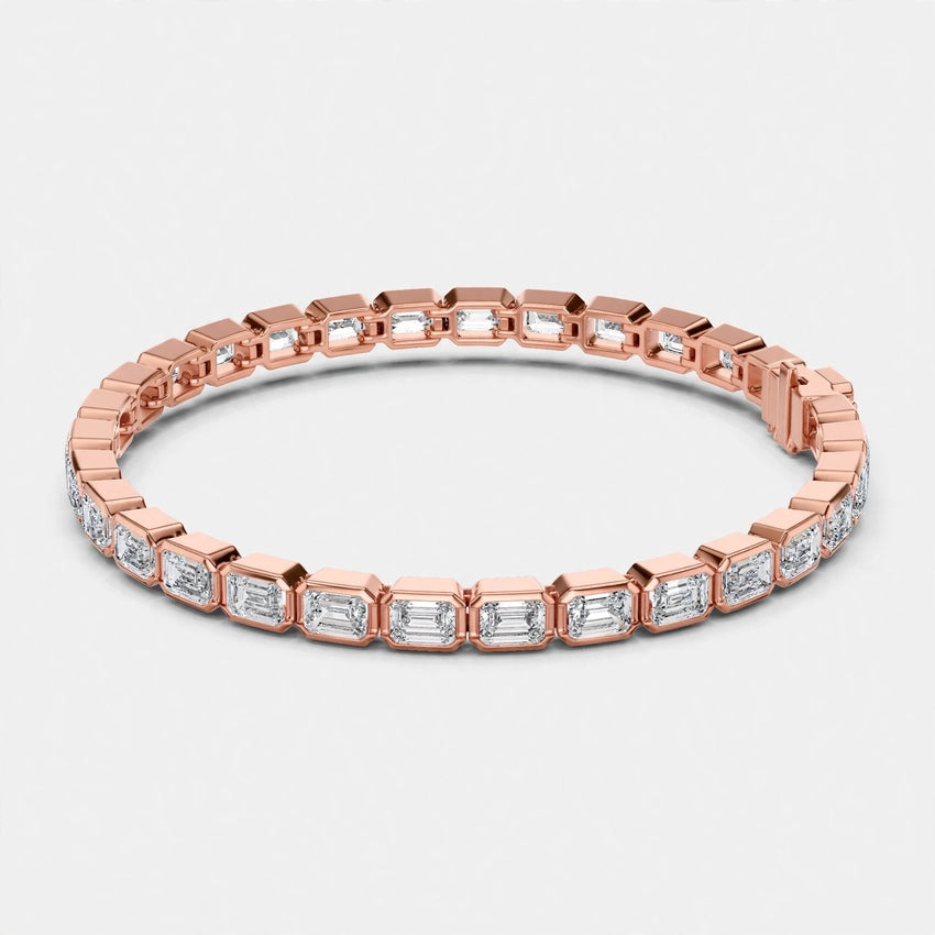 9.30 CT F Color VS1 Lab Grown Diamond Emerald Cut Tennis Bracelet in 18K Gold
