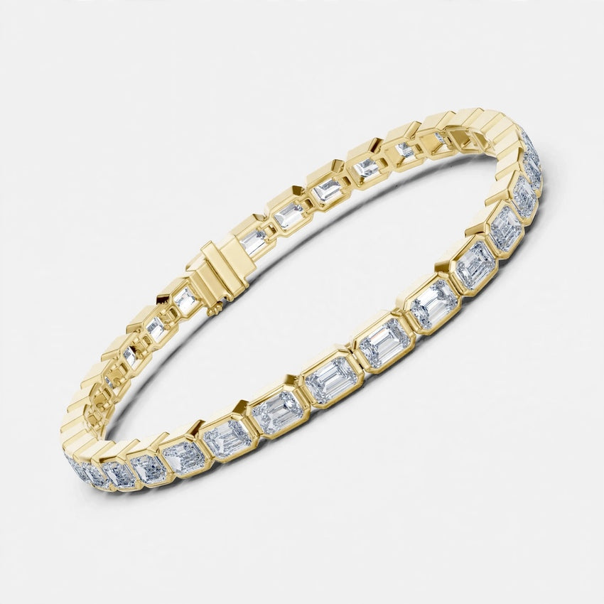 9.30 CT F Color VS1 Lab Grown Diamond Emerald Cut Tennis Bracelet in 18K Gold