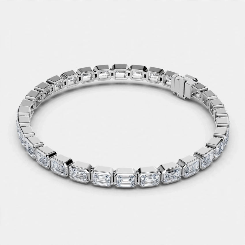 9.30 CT F Color VS1 Lab Grown Diamond Emerald Cut Tennis Bracelet in 18K Gold