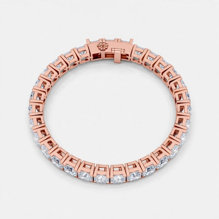 24.28 CT E Color VS2 Princess Cut Lab Grown Diamond Tennis Bracelet in 18K Gold