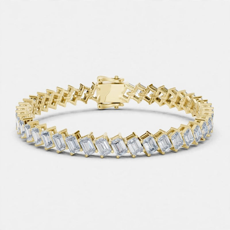 7.52 CT E Color VS1 Emerald Cut Lab Grown Diamond Tennis Bracelet in 14K Gold