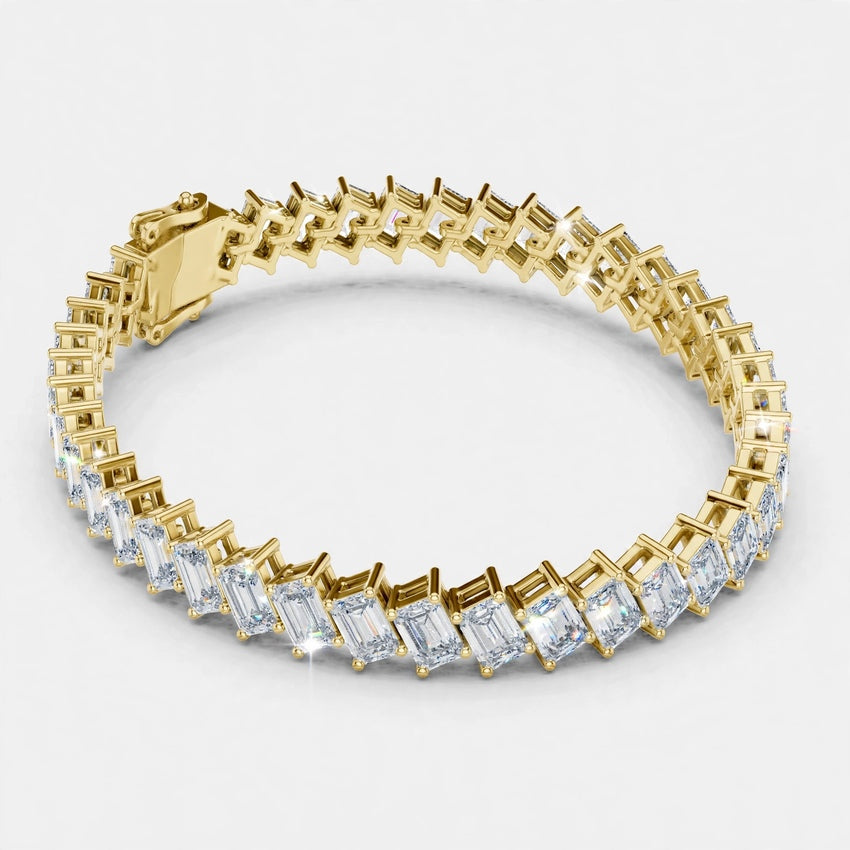 7.52 CT E Color VS1 Emerald Cut Lab Grown Diamond Tennis Bracelet in 14K Gold
