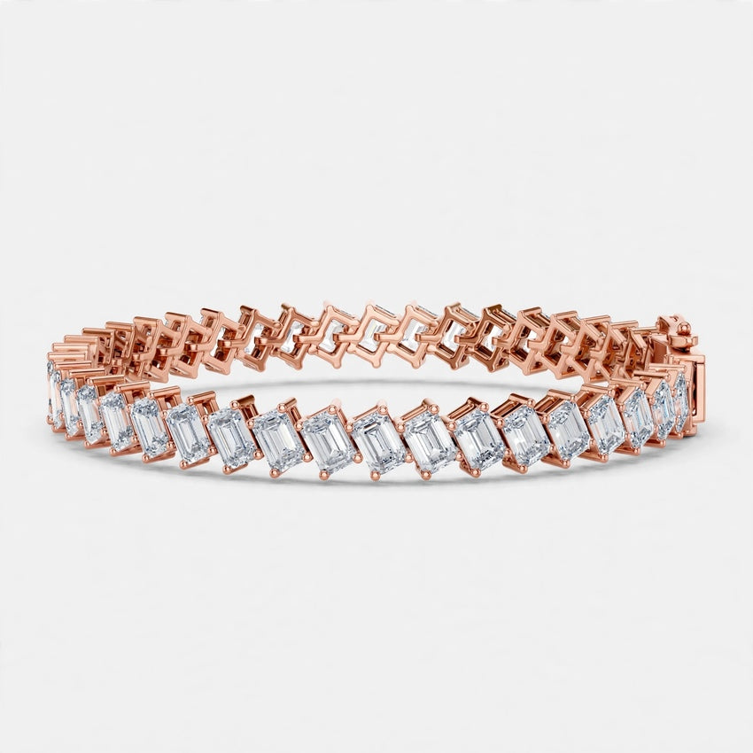 7.52 CT E Color VS1 Emerald Cut Lab Grown Diamond Tennis Bracelet in 14K Gold