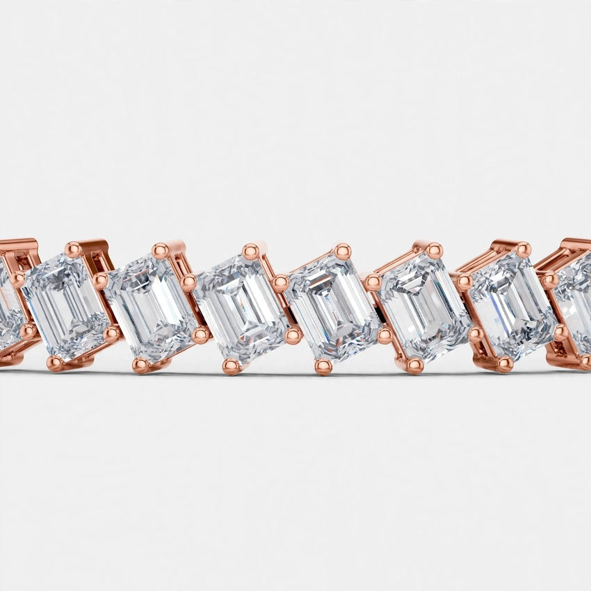 7.52 CT E Color VS1 Emerald Cut Lab Grown Diamond Tennis Bracelet in 14K Gold