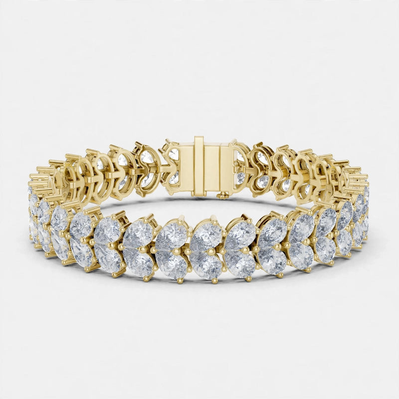 17.58 CT F Color VVS1 Pear Cut Lab Grown Diamond Tennis Bracelet in 18K Gold
