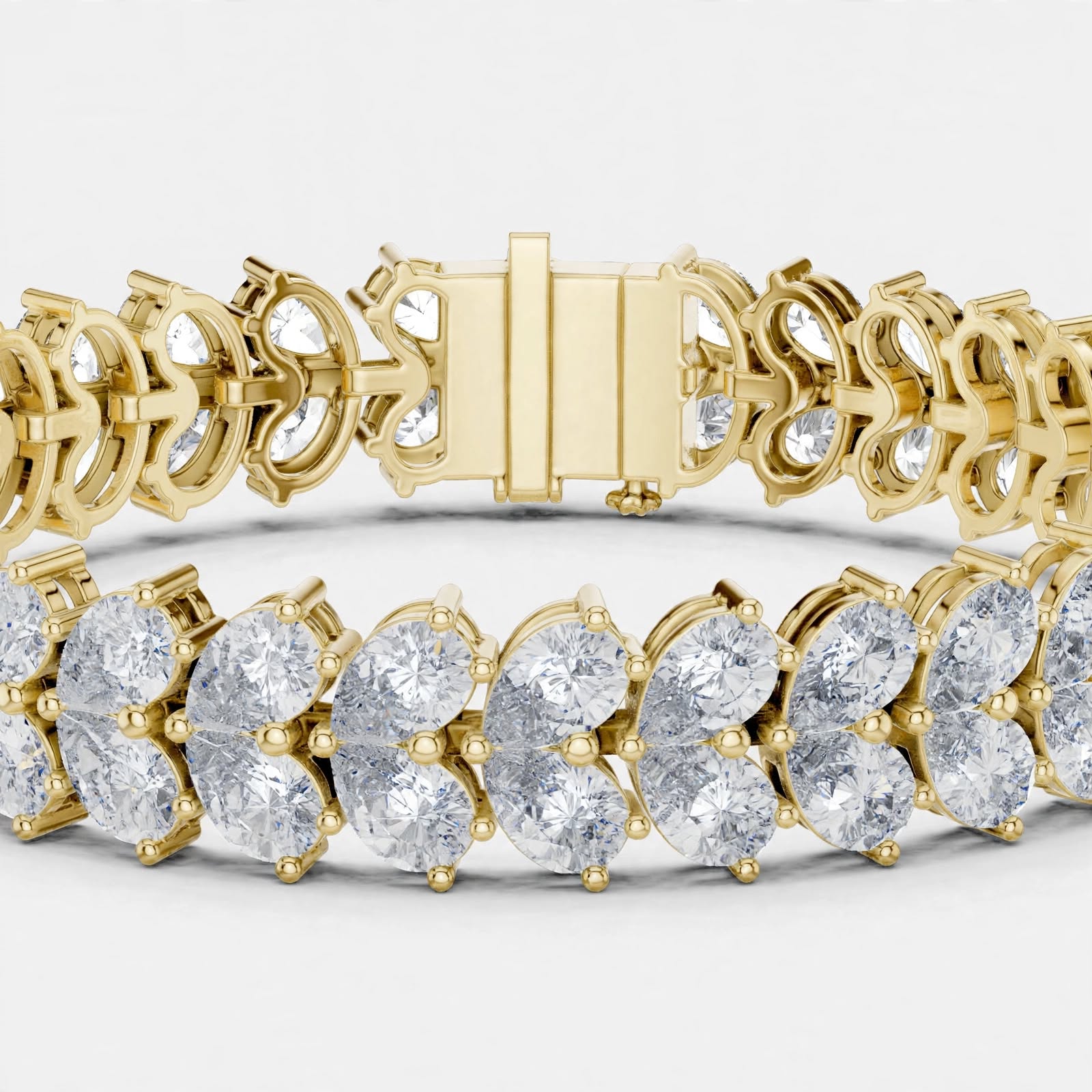 17.58 CT F Color VVS1 Pear Cut Lab Grown Diamond Tennis Bracelet in 18K Gold