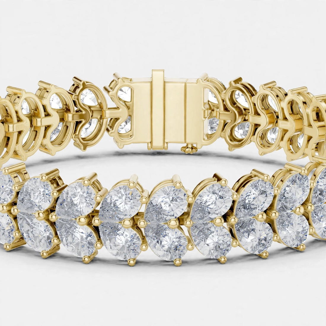 17.58 CT F Color VVS1 Pear Cut Lab Grown Diamond Tennis Bracelet in 18K Gold