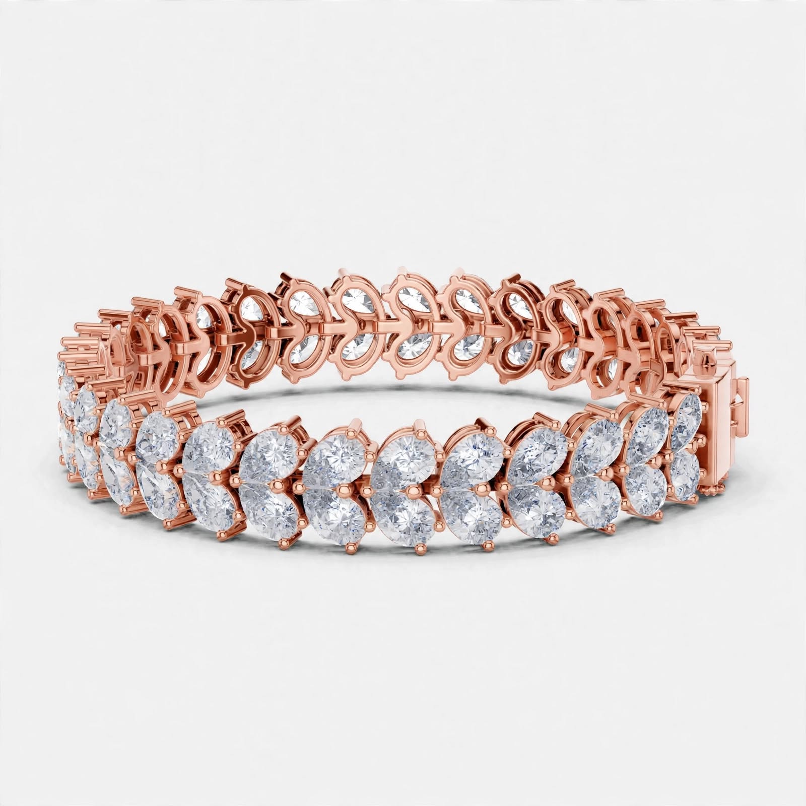 17.58 CT F Color VVS1 Pear Cut Lab Grown Diamond Tennis Bracelet in 18K Gold