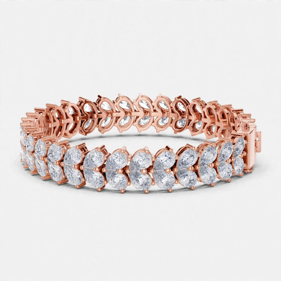 17.58 CT F Color VVS1 Pear Cut Lab Grown Diamond Tennis Bracelet in 18K Gold