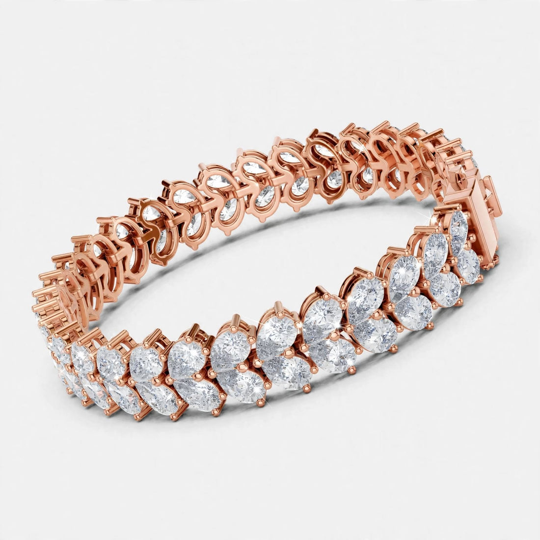 17.58 CT F Color VVS1 Pear Cut Lab Grown Diamond Tennis Bracelet in 18K Gold
