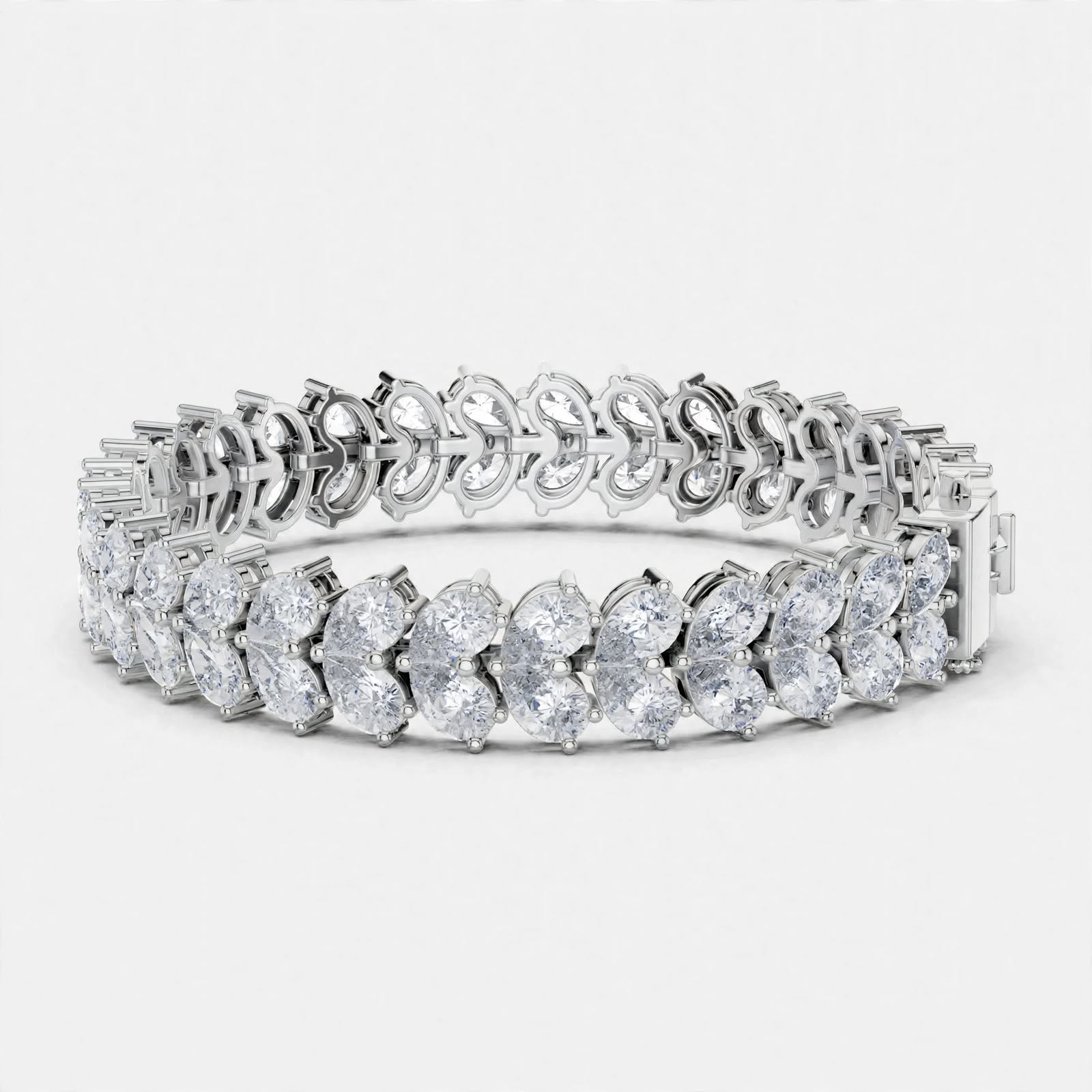 17.58 CT F Color VVS1 Pear Cut Lab Grown Diamond Tennis Bracelet in 18K Gold