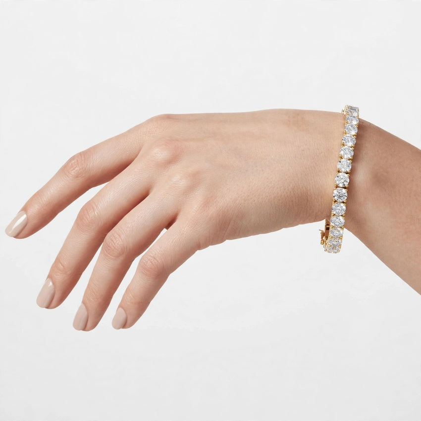 24.65 CT E Color VVS1 Lab Grown Diamond Tennis Bracelet in 18K Gold