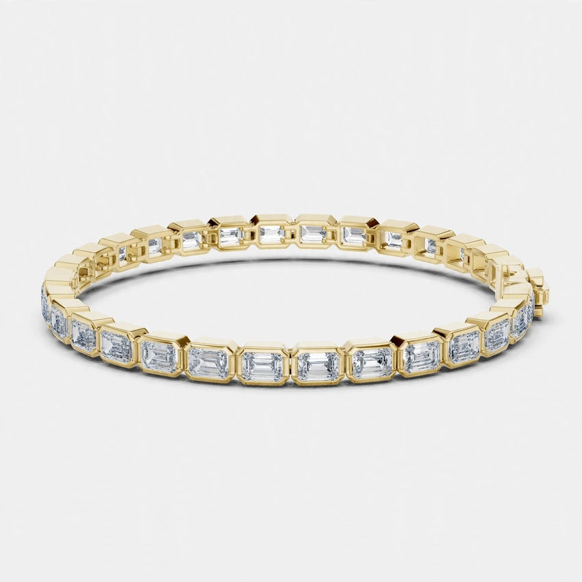 9.30 CT F Color VS1 Lab Grown Diamond Emerald Cut Tennis Bracelet in 18K Gold