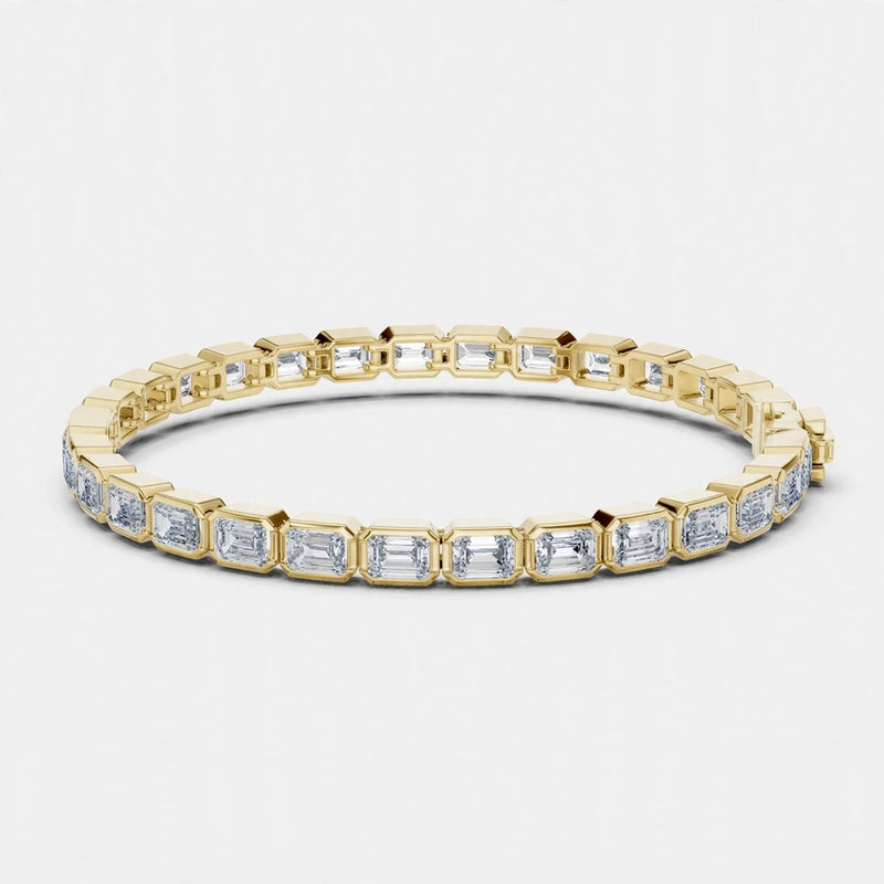 9.30 CT F Color VS1 Lab Grown Diamond Emerald Cut Tennis Bracelet in 18K Gold
