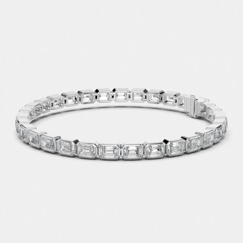 9.30 CT F Color VS1 Lab Grown Diamond Emerald Cut Tennis Bracelet in 18K Gold