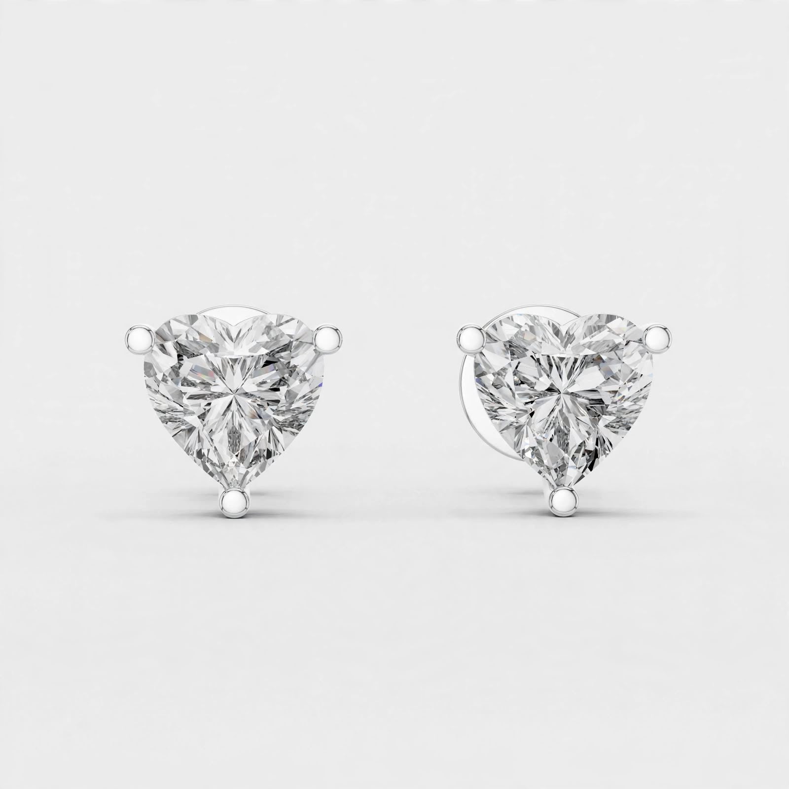 1.50CT Lab Diamond Stud Earring 18K Gold | Heart Design
