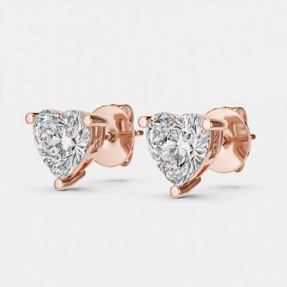 1.50CT Lab Diamond Stud Earring 18K Gold | Heart Design