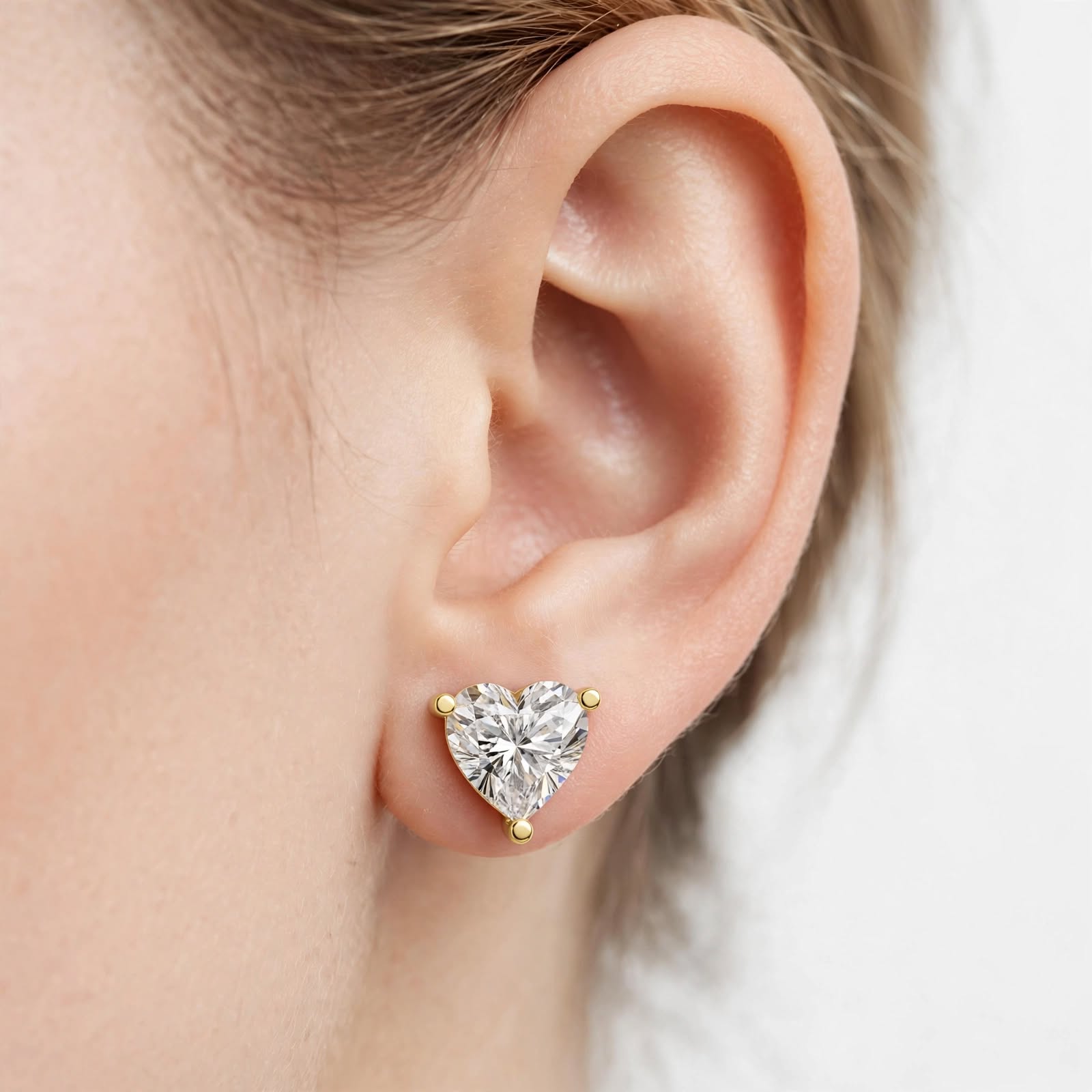 1.50CT Lab Diamond Stud Earring 18K Gold | Heart Design