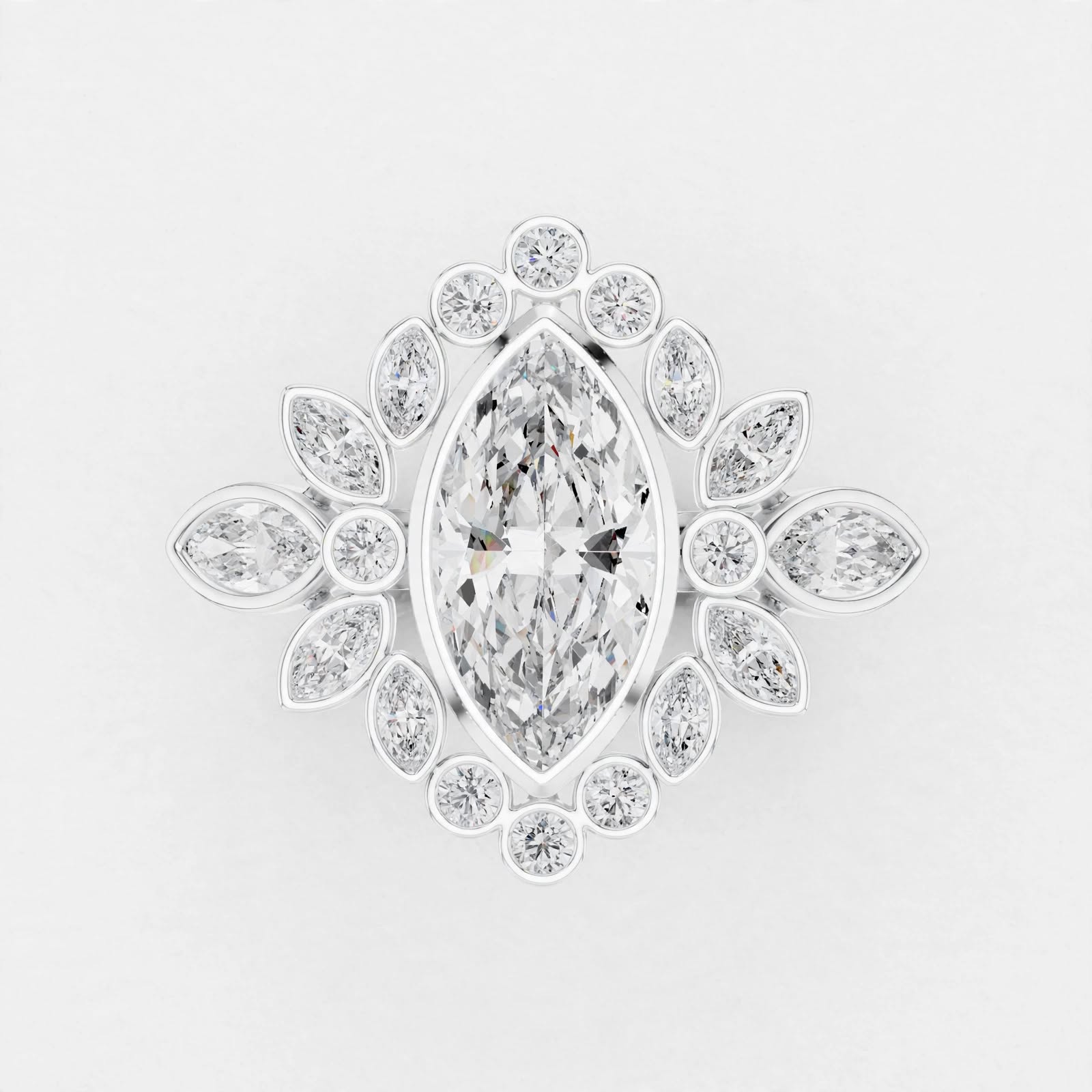 2.11CT F Color VS1 Clarity Floral Lab Grown Diamond Ring in 18K Gold