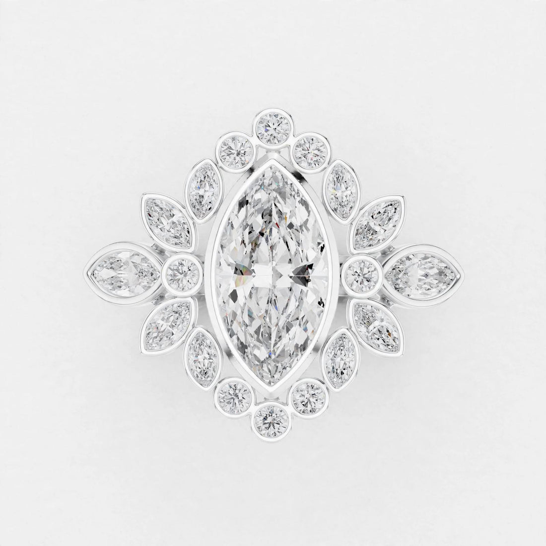 2.11CT F Color VS1 Clarity Floral Lab Grown Diamond Ring in 18K Gold