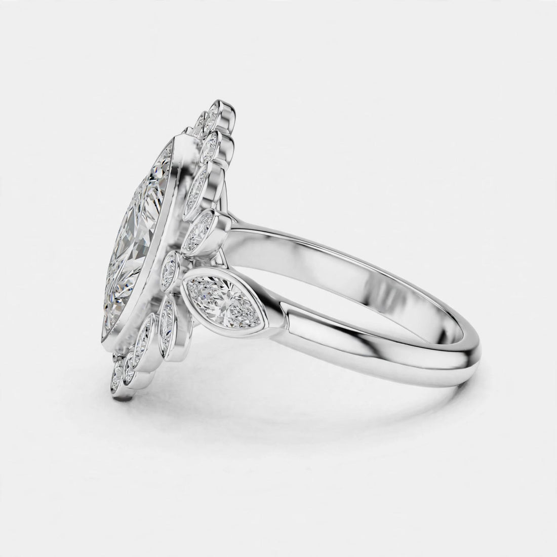 2.11CT F Color VS1 Clarity Floral Lab Grown Diamond Ring in 18K Gold