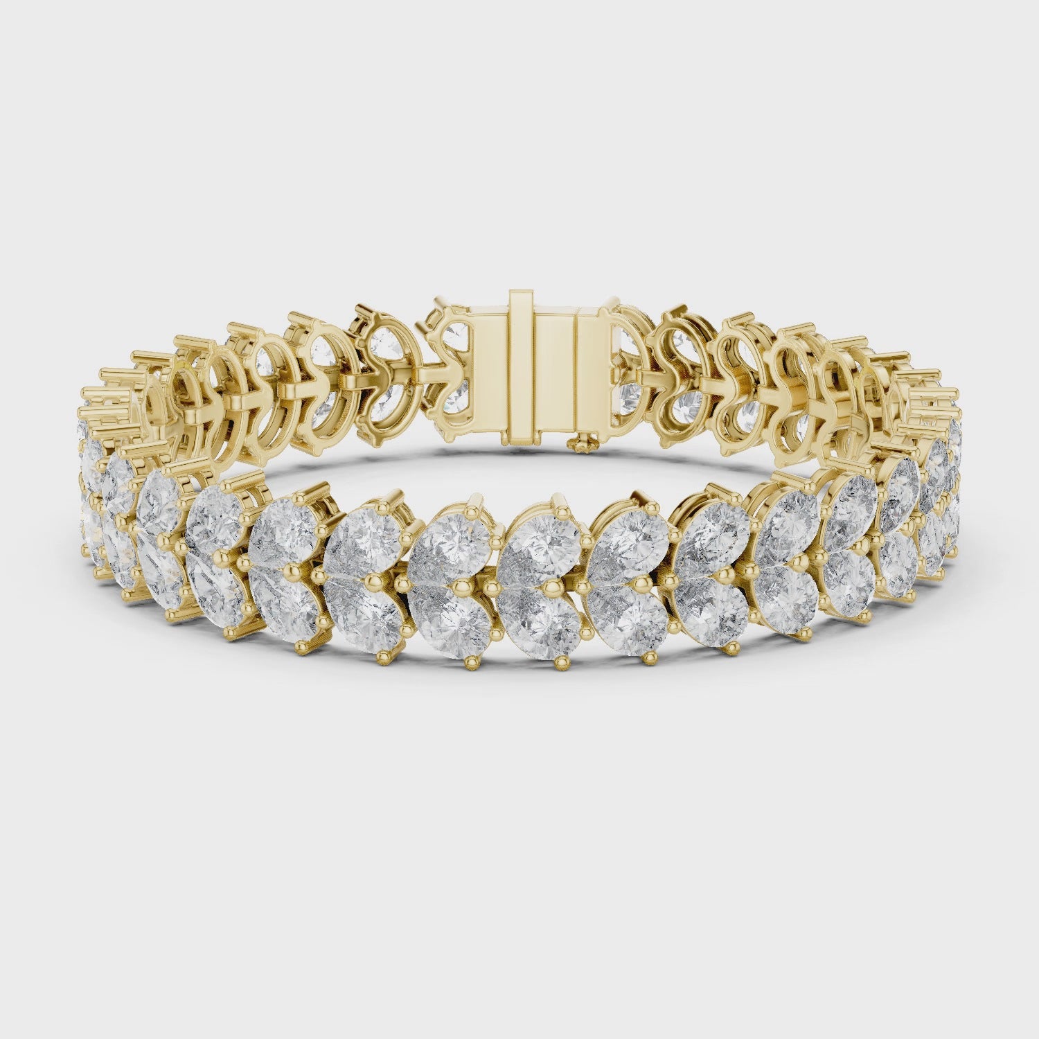 17.58 CT F Color VVS1 Pear Cut Lab Grown Diamond Tennis Bracelet in 18K Gold