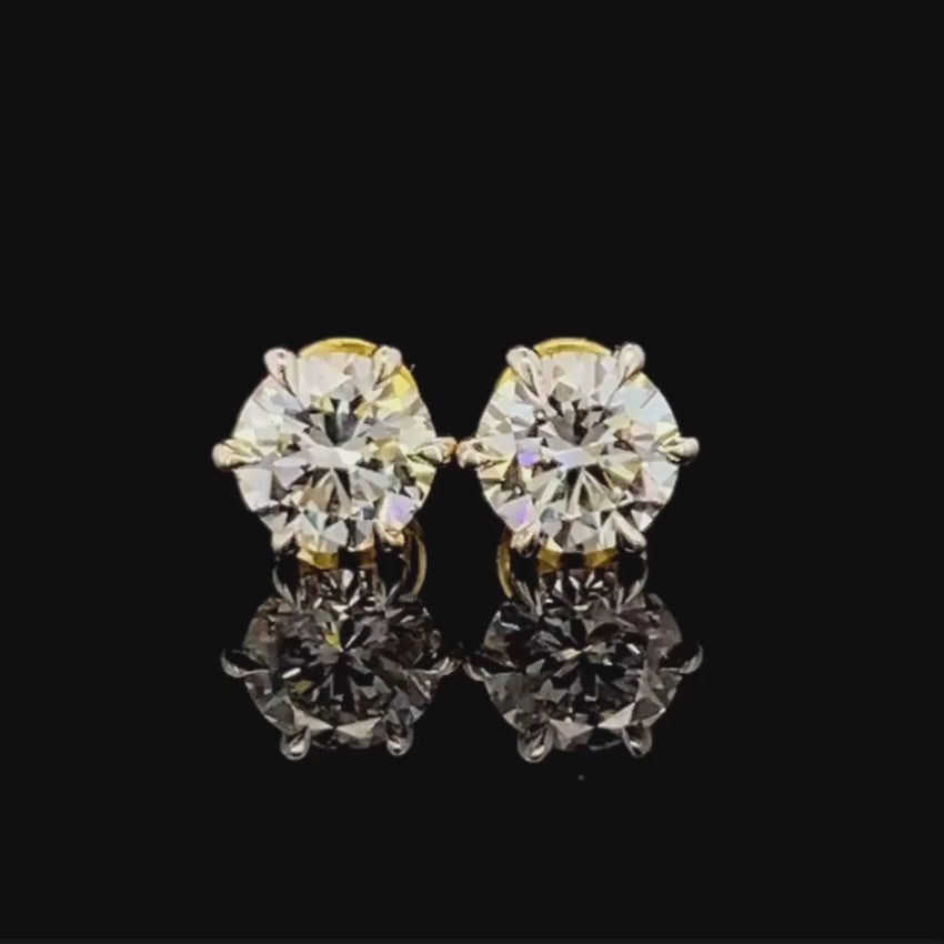 Mirano Jewels 2 CT+2 CT Each D VS1 Lab Grown Diamond Stud Earrings in 18K Gold IGI Certified