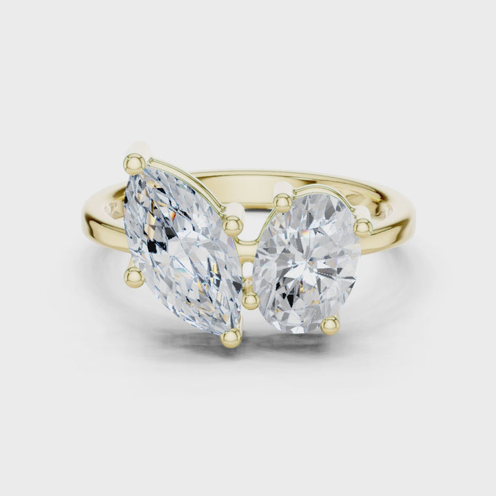 2.03CT F VS1 Toi et Moi Lab Grown Diamond Ring in 18K Gold