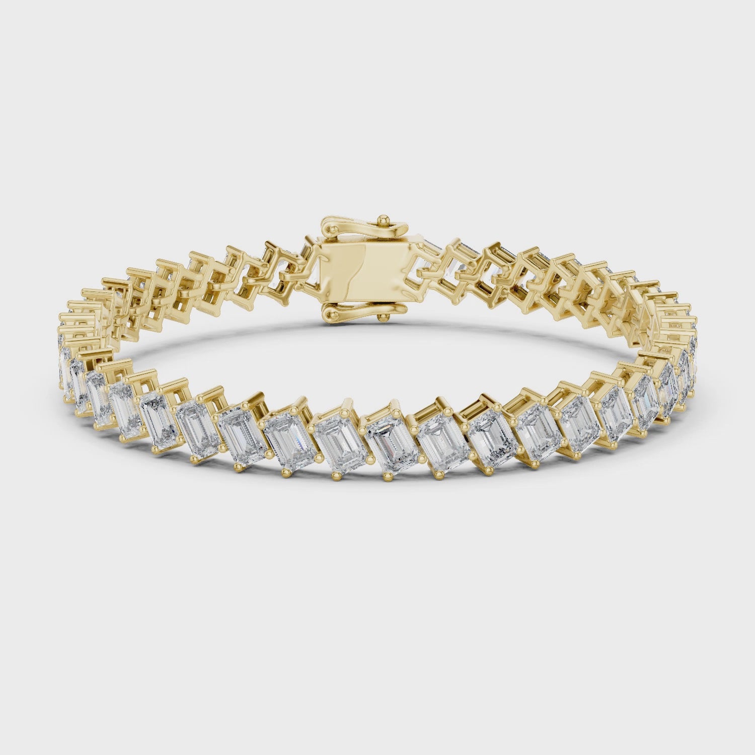 7.52 CT E Color VS1 Emerald Cut Lab Grown Diamond Tennis Bracelet in 14K Gold