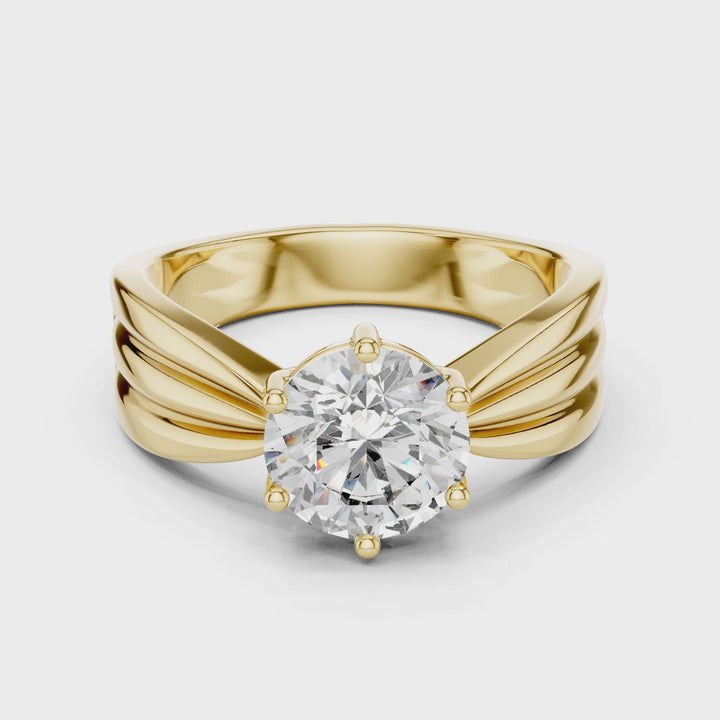 1.25CT Round Cut Lab Grown Diamond Solitaire Ring In 14K Gold