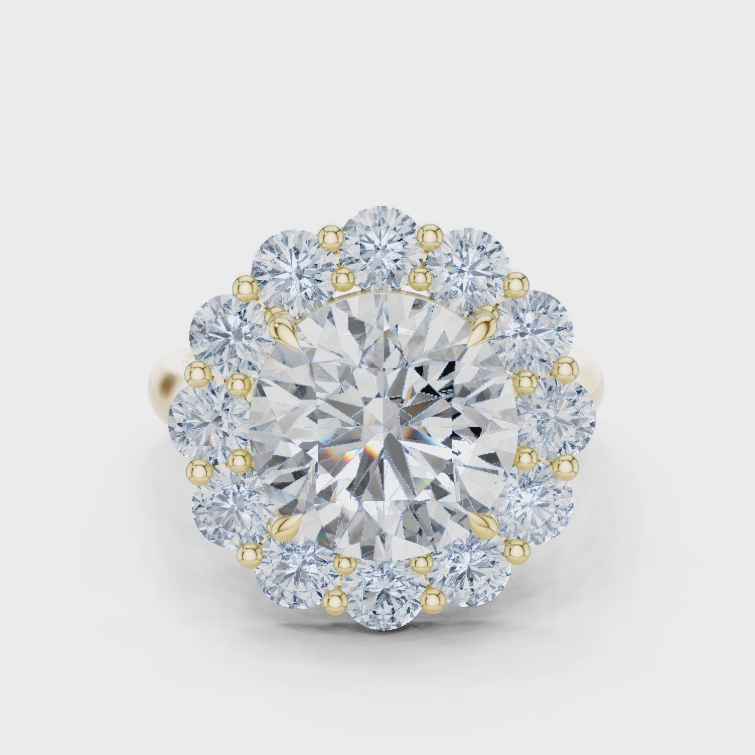6.59CT E VVS2 Floral Lab Grown Diamond Ring in 18K gold