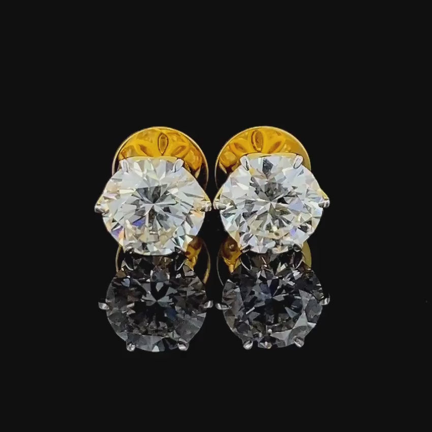 Mirano Jewels D VS1 Lab Diamond Stud Earrings 3CT+3CT Each in 18K Gold IGI Certified