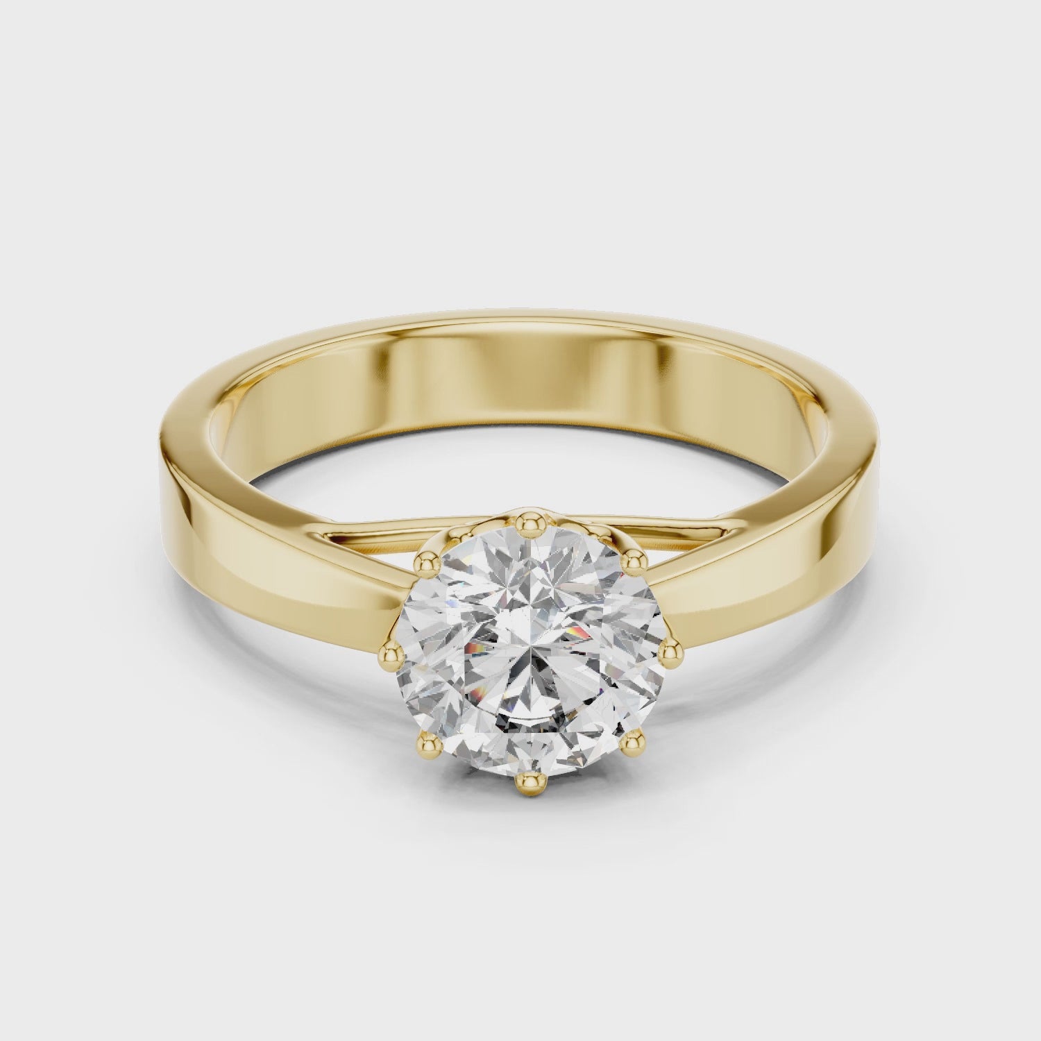 1.00CT F VS1 Lab Grown Diamond Solitaire Ring In 18K Gold