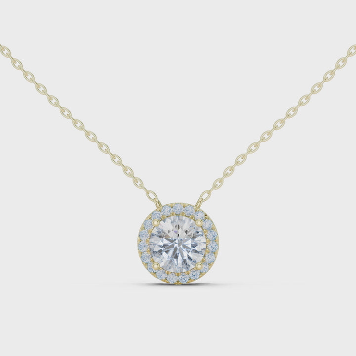 2.39CT Lab Diamond Round Halo Pendant in 18K Gold | Classic Pendant