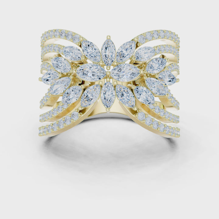 2.01CT E VVS1 Lab Grown Diamond Statement Ring In 18K Gold
