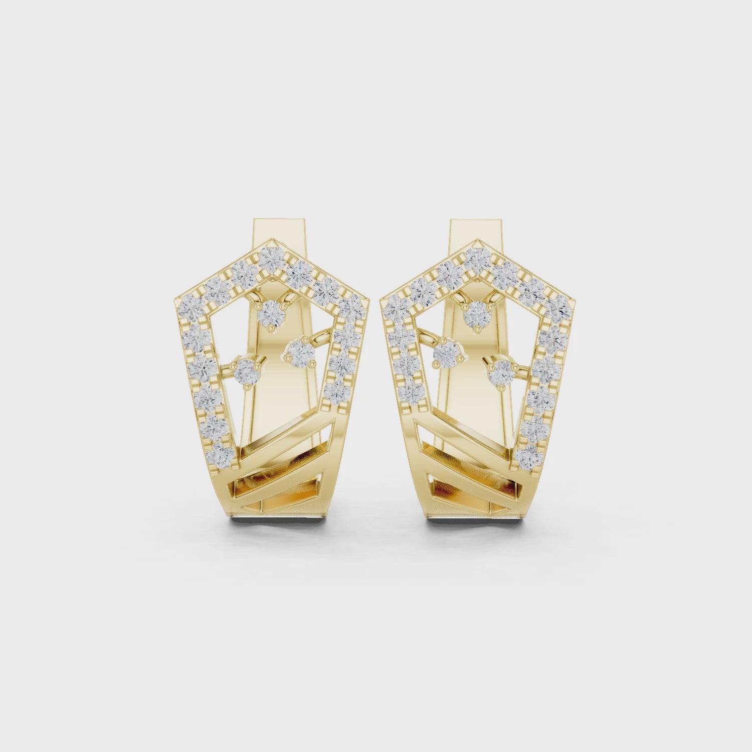 0.50CT Lab Grown Diamond Geometric Earrings in 14K Gold