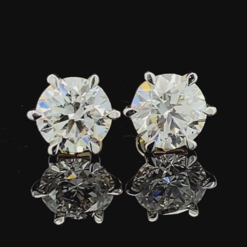 Mirano Jewels Premium 4CT Each D VS1 Lab Grown Diamond Stud Earrings 18K Gold IGI Certified