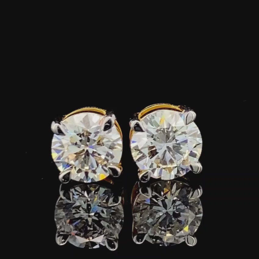 Mirano Jewels 5CT Each Lab Grown Diamond Stud Earrings D Color VS1 Clarity 18K Gold IGI Certified