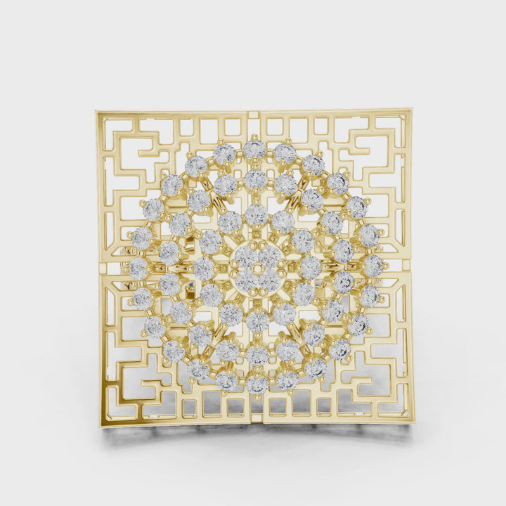 0.81ct Lab Grown Diamond Ring In 14K Gold | Floral Design