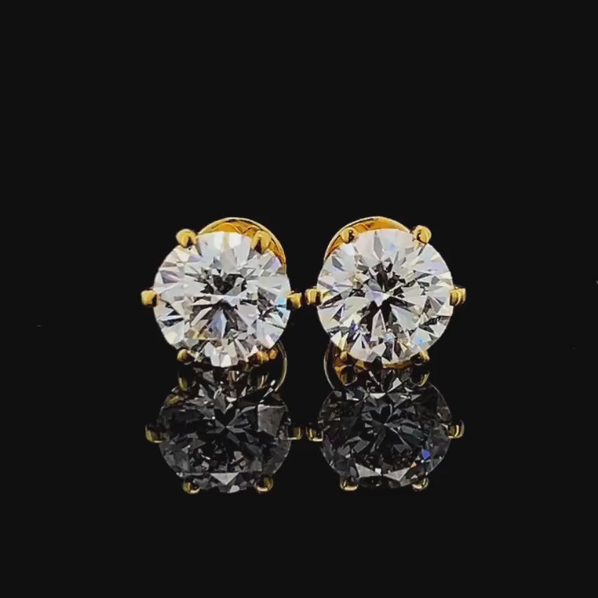 Mirano Jewels Luxury 2 CT Each D VS1 Lab Grown Diamond Stud Earrings in 18K Gold IGI Certified