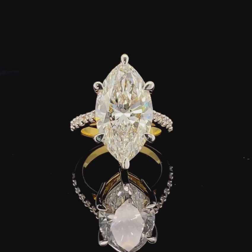 Mirano Jewels TCW 11.05CT Luxury Marquise Cut Lab Grown Diamond Ring in 14K Gold