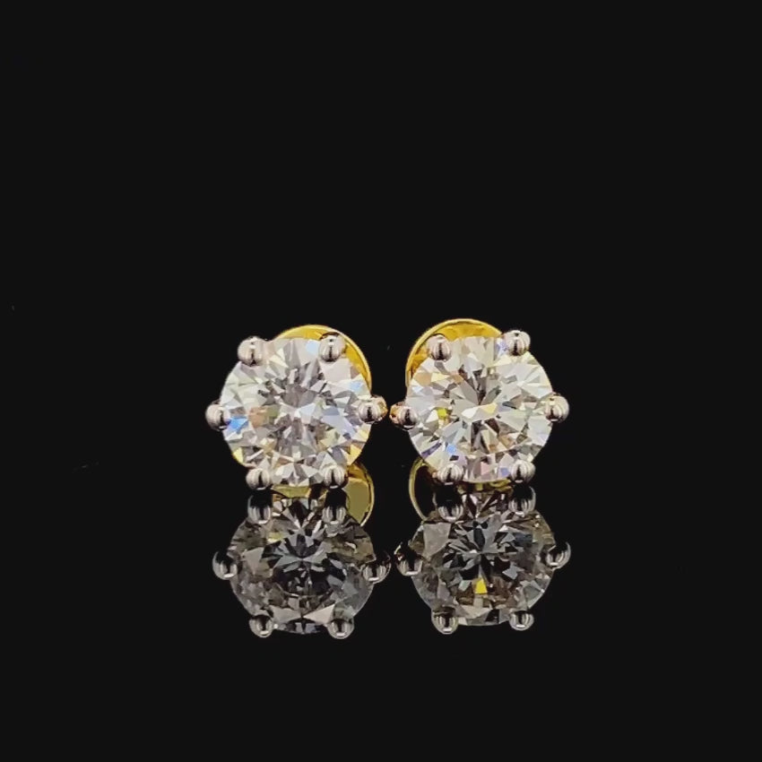 Mirano Jewels 1CT+ 1CT Each D VS1 Lab Diamond Solitaire Stud Earrings in 18K Gold IGI Certified