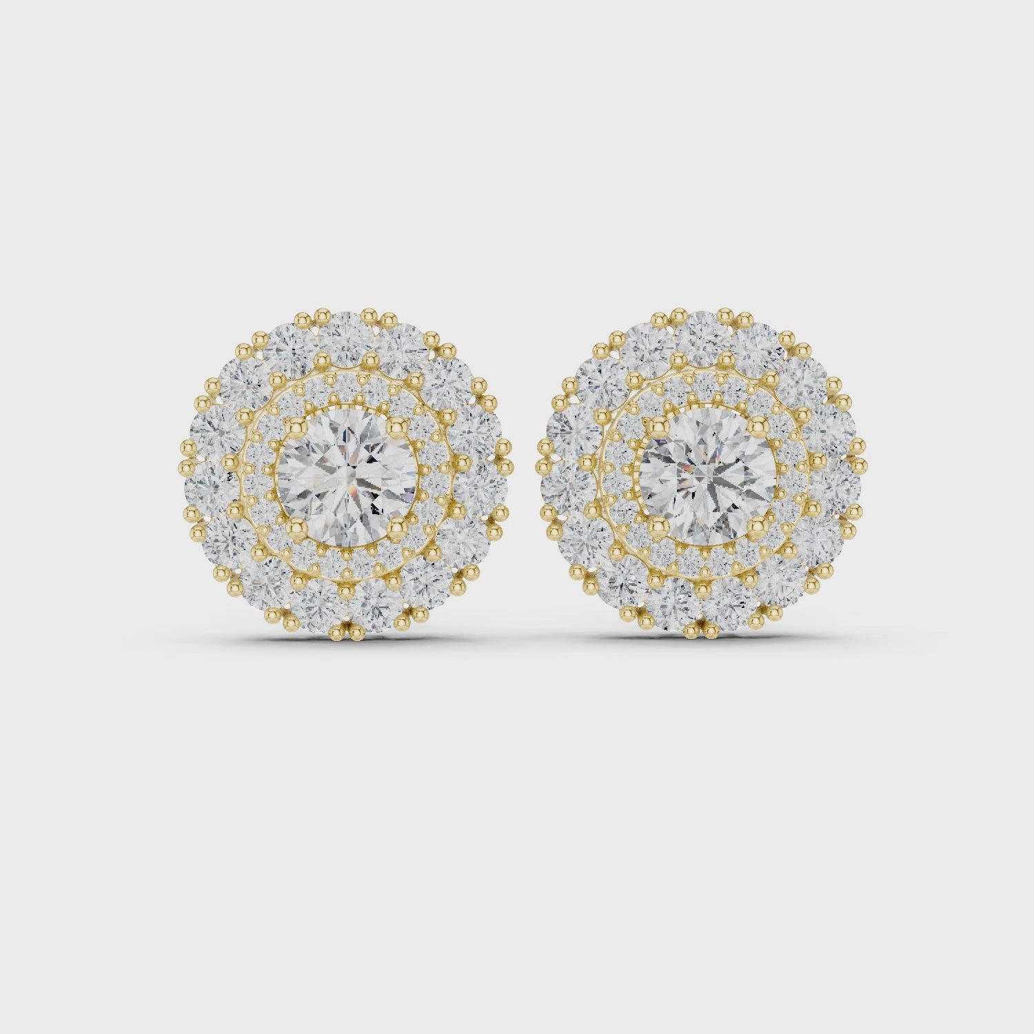 2.24CT Lab Grown Diamond Floral Stud Earrings in 14K Gold